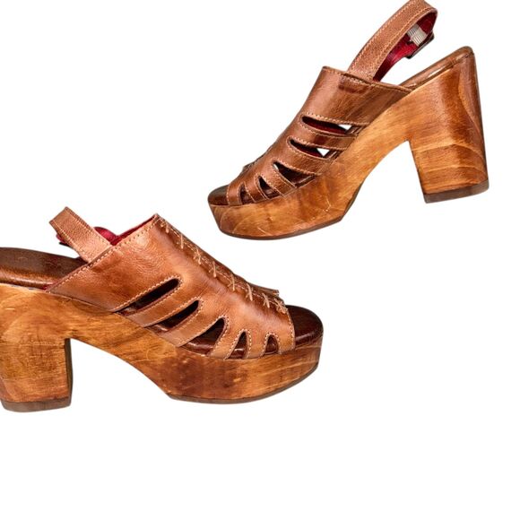 Bed Stu Womens Fontella Sandal Size 6 Rustic Brown Wood Heels Platform Shoes - Picture 7 of 9